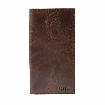 Picture of Fossil Men's Derrick Leather Executive Checkbook Wallet, Dark Brown, (Model: ML3683201)