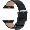Picture of Fullmosa Leather Bands Compatible with Apple Watch Band 45mm 44mm 42mm 41mm 40mm 38mm,Top Grain Leather Watch Band for iWatch SE Series 7/6/5/4/3/2/1, 44mm 42mm 45mm Black