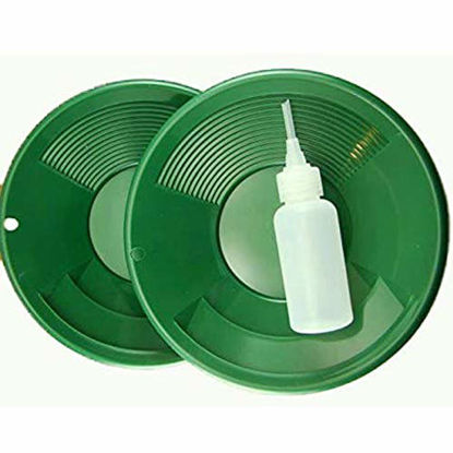 Picture of Lot of 2-8" Green Gold Pans w/Bottle Snuffer-Panning Kit-Duel Riffles-Mining