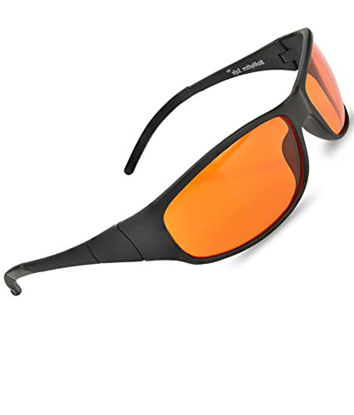 Picture of Blue Blocking Amber Glasses for Sleep 99.9 Percent Effective - Nighttime Eye Wear - Special Orange Tinted Glasses Help You Sleep and Relax Your Eyes