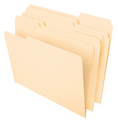 Picture of Pendaflex File Folders, Letter Size, 8-1/2" x 11", Classic Manila, 1/3-Cut Tabs in Left, Right, Center Positions, 100 Per Box (65213)