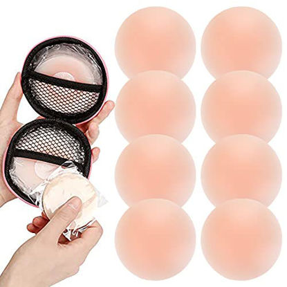 Picture of 4 Pairs Nipple Covers Pasties for Women Reusable Adhesive Breast Lift Nipple Covers