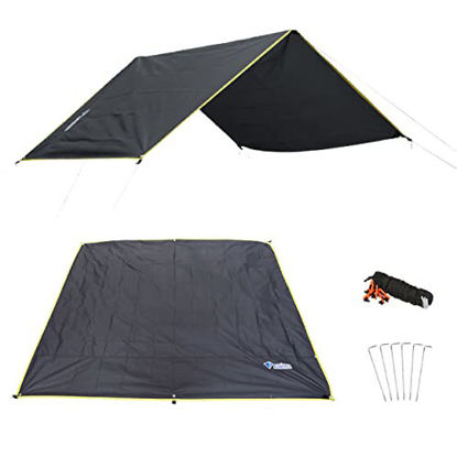 Picture of Azarxis Ground Cloth for Tent Tarp Footprint Camping Backpacking Floor Saver Groundsheet Waterproof Sand Free Picnic Hiking with Stakes Rope Carry Bag (Black, M - 5.91x7.22ft)