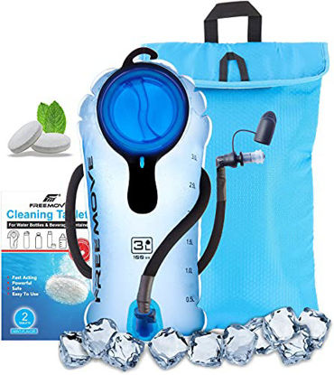 Picture of 3L Water Bladder and Cooler Bag >Keeps Drink Cool & Protects Hydration Bladder< Leak Proof Hydration Pack, Tasteless & BPA Free, Premium TPU Material, Quick Release Insulated Tube with Shut Off Valve