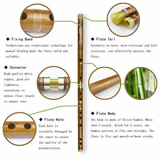 GetUSCart- D Key Dizi Bitter Bamboo Flute for Beginners with Free ...