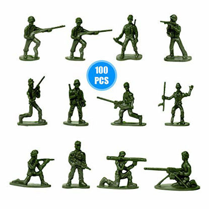 Picture of HAPTIME 100 Pcs Various Pose Toy Soldiers Figures, Army Men Green Soldiers, Toy Soldiers Action Figures for Kids Children