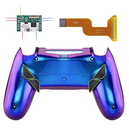 Picture of eXtremeRate Chameleon Purple Blue Dawn Programable Remap Kit for PS4 Controller with Upgrade Board & Redesigned Back Shell & 4 Back Buttons - Compatible with JDM-040/050/055 - Controller NOT Included