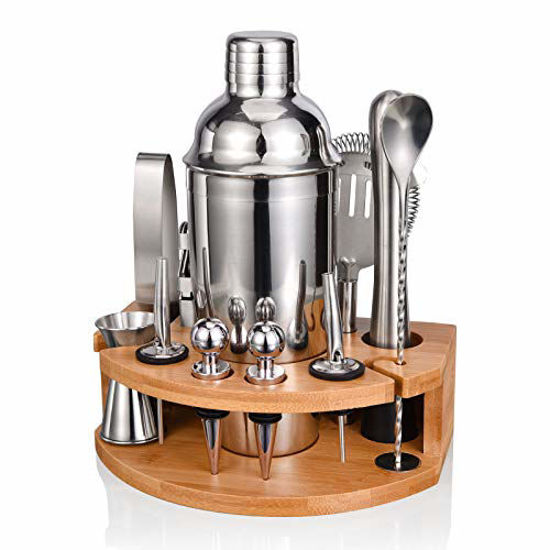 GetUSCart- Esmula Bartender Kit with Stylish Bamboo Stand, 12 Piece 25oz  Cocktail Shaker Set for Mixed Drink, Professional Stainless Steel Bar Tool  Set - Cocktail Recipes Booklet