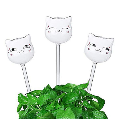 Picture of OYSIR 3 Pack Plant Waterer Self Watering Globes, Cute Cat Transparent Mini Durable Clear Glass Aqua Bulbs for Indoor, Automatic Plant Watering Devices, Gifts for Family and Friends
