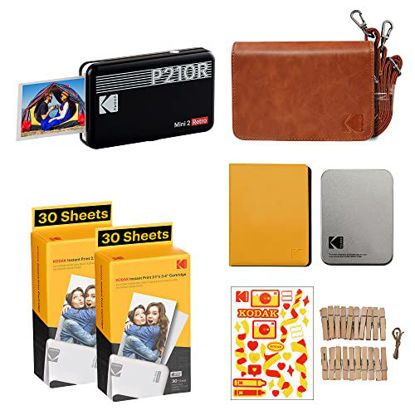 Picture of Kodak Mini 2 Retro 2.1x3.4? Portable Photo Printer Accessory Gift Bundle, Wireless Connection, Compatible with iOS, Android & Bluetooth, 4PASS & Lamination Process, Premium Quality - Black