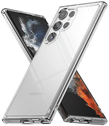 Picture of Ringke Fusion Compatible with Samsung Galaxy S22 Ultra 5G Case (2022), Clear Anti-Yellowing Hard Back with Shockproof Protective Bumper Phone Cover for S22 Ultra 6.8-Inch - Clear