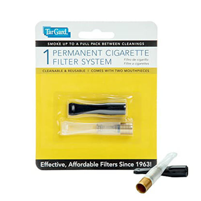 Picture of Tar Gard Reusable Cigarette Filter Holder, Portable Filter System, Easy to Clean, Trusted Over 50 Years (1 Black Mouthpiece, 1 Clear Mouthpiece, Metal Filter)