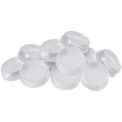 Picture of Soft Touch 1/2" Round Self Stick Cabinet Bumper Pads to Dampen Sound and Protect Surfaces, 12 Pack, Clear, 12 Count