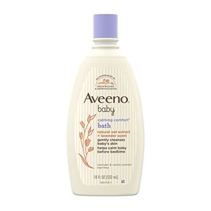 Picture of Aveeno Baby Calming Comfort Bath with Relaxing Lavender & Vanilla Scents, Hypoallergenic & Tear-Free Formula, Paraben- & Phthalate-Free, 18 Fl Oz (Pack of 1)