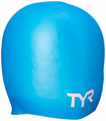 Picture of TYR Long Hair Wrinkle-Free Silicone Swim Cap, Blue