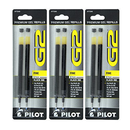 Picture of Pilot G2, Dr. Grip Gel/Ltd, ExecuGel G6, Q7 Rollerball Gel Ink Pen Refills, 0.7mm, Fine Point, Black Ink, 3 Packs of 2