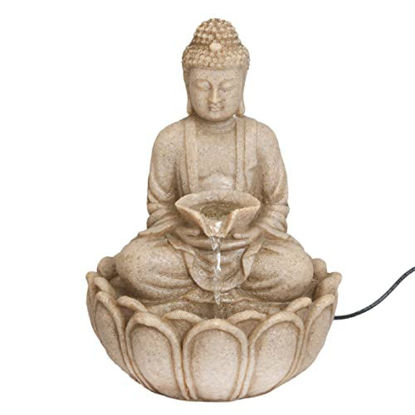 Picture of Bits and Pieces - Indoor Meditating Buddha Fountain - Compact & Lightweight Water Fountain Tabletop Decoration