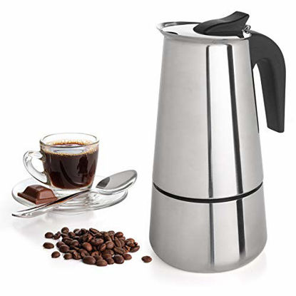 Picture of Mixpresso Coffee Maker Stovetop Espresso Coffee Maker, Moka Coffee Pot with Coffee Percolator Design, Stainless Steel stovetop espresso maker, Italian Coffee Maker (9 Cup)