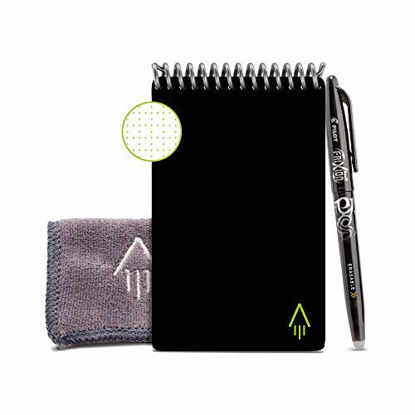 Picture of Rocketbook Smart Reusable Notebook - Dotted Grid Eco-Friendly Notebook with 1 Pilot Frixion Pen & 1 Microfiber Cloth Included - Infinity Black Cover, Mini Size (3.5" x 5.5")