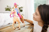 Picture of Barbie Doll, Blonde, Wearing Riding Outfit with Helmet, and Light Brown Horse with Soft White Mane and Tail, Gift for 3 to 7 Year Olds