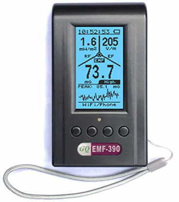 Picture of EMF Meter,Advanced GQ EMF-390 Multi-Field Electromagnetic Radiation 3-in-1 EMF ELF RF meter, 5G Cell Tower Smart meter Wifi Signal Detector RF up to 10GHz with Data Logger and 2.5Ghz Spectrum Analyzer