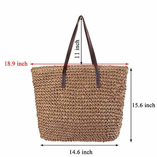 GetUSCart- Ayliss Women Straw Woven Tote Large Beach Handmade Weaving ...