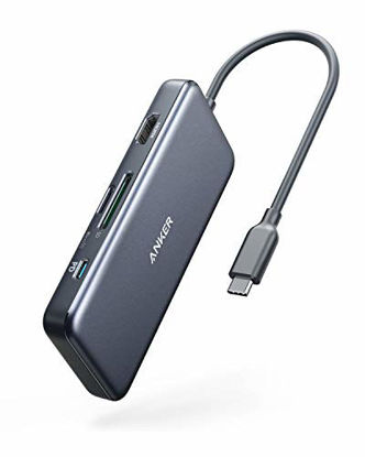 Picture of Anker USB C Hub, 341 USB-C Hub (7-in-1), with 4K HDMI, 100W Power Delivery, USB-C and 2 USB-A 5Gbps Data Ports, microSD and SD Card Reader, for MacBook Air, MacBook Pro, XPS, and More
