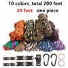 Picture of GeGeDa Paracord,Paracord 550 Combo Crafting Kits with 5 Types Buckles,20 Feet Each Paracord Rope (Dark Rainbow Set 200feet)