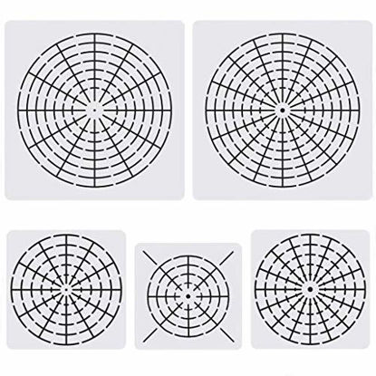 Picture of 5 Pieces Mandala Dot Painting Tool Stencils Template Set, 8/12/16 Segment Creative Mandala Stencils Reusable Painting Stencils for DIY Painting Art Projects