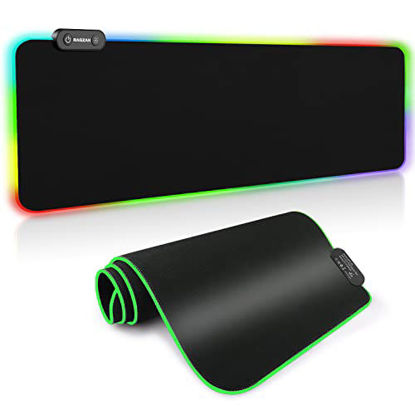 Picture of RAGZAN Large RGB Gaming Mouse Pad Led Extended XXL Soft Mousepad with 14 Lighting Mode, Anti-Slip Rubber Base Computer Key Board Mouse Mat for PC Gamer/Laptop Gamer/Officer( 31.5×11.8×0.16 inch)