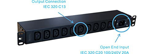 WTH CS/PDU C13 E Locking (US121055E) Heavy Duty Metal 1U Rack Mount PDU