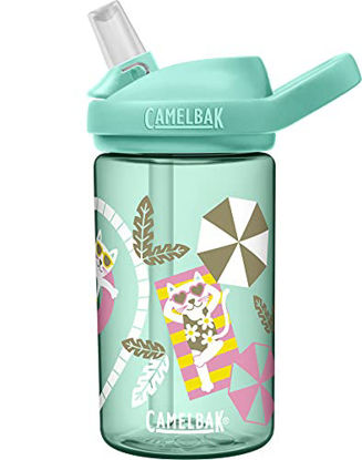 Picture of CamelBak eddy+ 14 oz Kids Water Bottle with Tritan Renew - Straw Top, Leak-Proof When Closed, Pool Cats