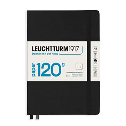 Picture of LEUCHTTURM1917 - 120G Special Edition - Medium A5 Dotted Hardcover Notebook (Black) - 203 Numbered Pages with 120gsm Paper