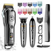 Picture of Hatteker Hair Clipper Cordless Hair Trimmer Barber Clipper T-Blade Trimmer Beard Trimmer Nose Trimmer Hair Cutting Grooming Kit Professional IPX7 Waterproof