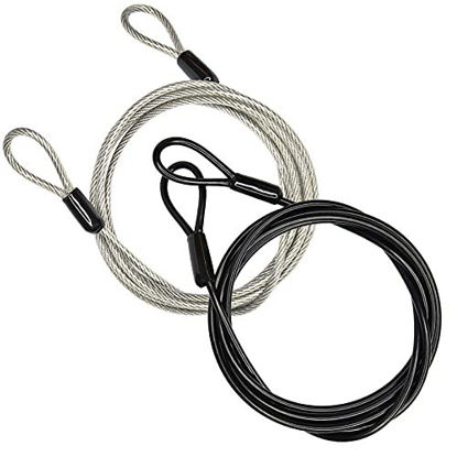 Picture of 100CM/3.3ft Outdoor Travel Security Cable Lock,Braided Steel Coated Safety Cable Luggage Lock,Safety Cable Wire Rope Double Loop Lightweight GOMRQING (2 Pack)