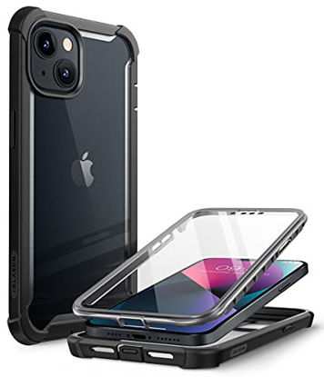 Picture of i-Blason Ares Case for iPhone 13 6.1 inch (2021 Release), Dual Layer Rugged Clear Bumper Case with Built-in Screen Protector(Black)