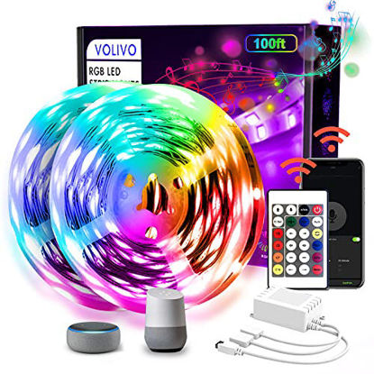 Picture of VOLIVO WiFi Smart Led Strip Lights 100ft Compatible with Alexa and Google Assistant, 2 Rolls of 50ft RGB Led Light Strip, Music Sync Color Changing Led Lights for Bedroom, Home, Kitchen, Party Decors