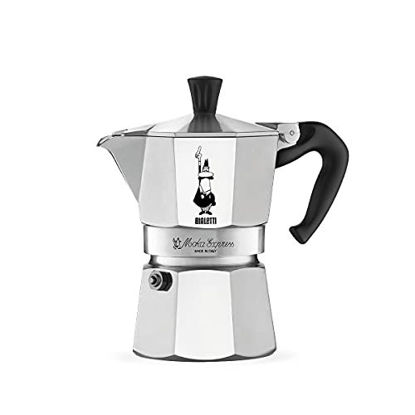 Picture of Bialetti - Moka Express: Iconic Stovetop Espresso Maker, Makes Real Italian Coffee, Moka Pot 3 Cups (4.3 Oz - 130 Ml), Aluminium, Silver
