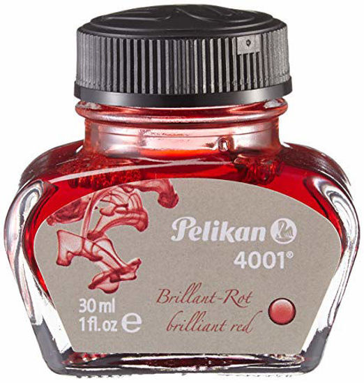 Picture of Pelikan 4001 Bottled Ink for Fountain Pens, Brilliant Red, 30ml, 1 Each (301036)