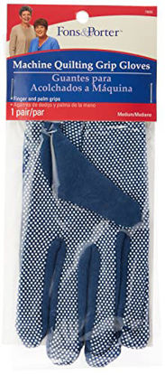 Picture of Dritz Fons & Porter 7855 Machine Quilting Grip Gloves, Blue, Size Medium