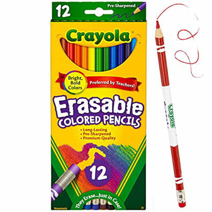 Picture of Crayola Erasable Colored Pencils, 12 Non-Toxic, Pre-Sharpened, Kids 4 & Up, Colors may vary