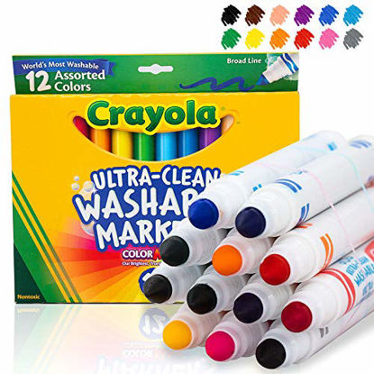 Picture of Crayola Ultra Clean Washable Markers Broad Line, Multi Colored, 12 Count (Pack of 1)