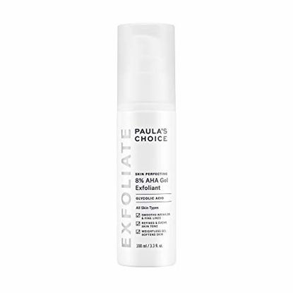 Picture of Paula's Choice SKIN PERFECTING 8% AHA Gel Exfoliant with Glycolic Acid Chamomile & Green Tea, 3.3 Ounce Pump Leave-On Gentle Exfoliator