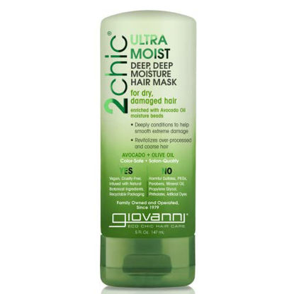 Picture of GIOVANNI 2chic Ultra-Moist Deep Moisture Hair Mask, 5 oz. - Avocado & Olive Oil, Creamy Hydration Formula, Enriched with Aloe Vera, Shea Butter, Botanical Extracts, No Parabens, Color Safe