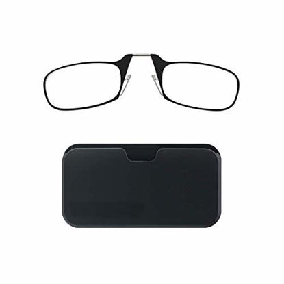 Picture of ThinOptics unisex-adult Reading Glasses + Black Universal Pod Case | Black Frames, 2.00 Strength Readers Black Frames / Black Case, 44 mm