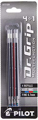 Picture of PILOT Dr. Grip 4+1 Multi-Function Ballpoint Ink Refills, Fine Point, Black/Red/Blue/Green Inks, Assorted Colors,4 Count (Pack of 1) (77154)