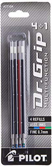 Picture of PILOT Dr. Grip 4+1 Multi-Function Ballpoint Ink Refills, Fine Point, Black/Red/Blue/Green Inks, Assorted Colors,4 Count (Pack of 1) (77154)