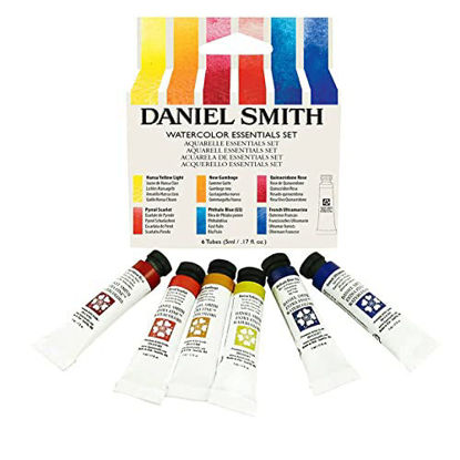 Picture of DANIEL SMITH 285610005 Extra Fine Essentials Introductory Watercolor, 6 Tubes, 5ml, Blue/Transparent/Yellow
