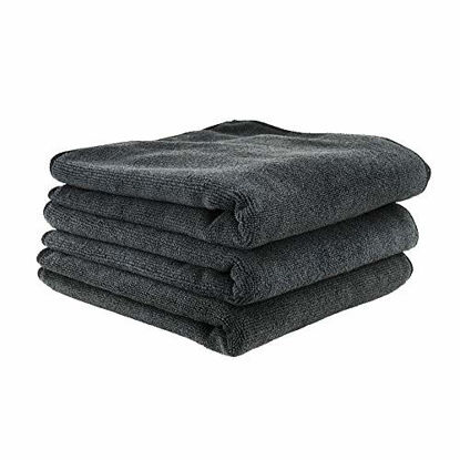 Picture of Chemical Guys MIC35303 Workhorse Professional Grade Microfiber Towel, Black, 16" x 16", Pack of 3