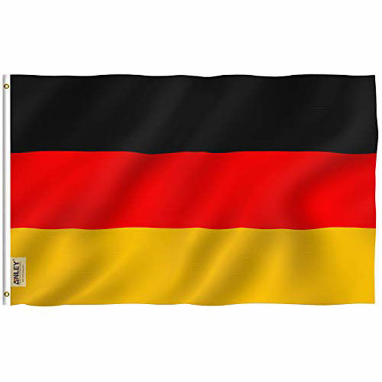 Picture of Anley Fly Breeze 3x5 Foot Germany Flag - Vivid Color and Fade Proof - Canvas Header and Double Stitched - German Flags Polyester with Brass Grommets 3 X 5 Ft